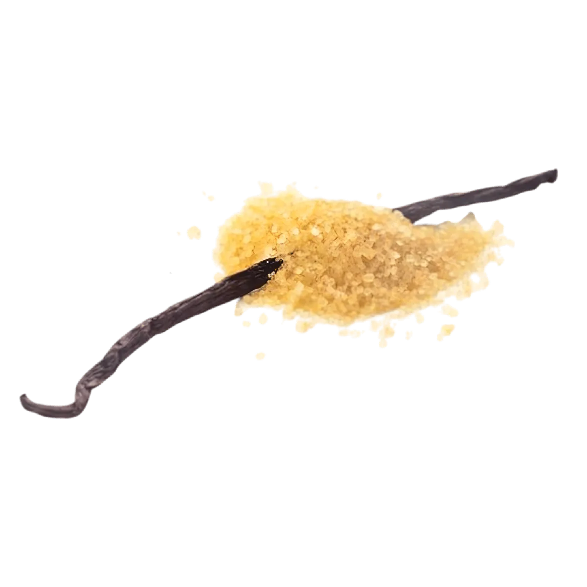 Gros plan de sucre vanillé ANCEL avec gousse de vanille Bourbon - Ingrédient raffiné pour desserts, idéal en cuisine sucrée.